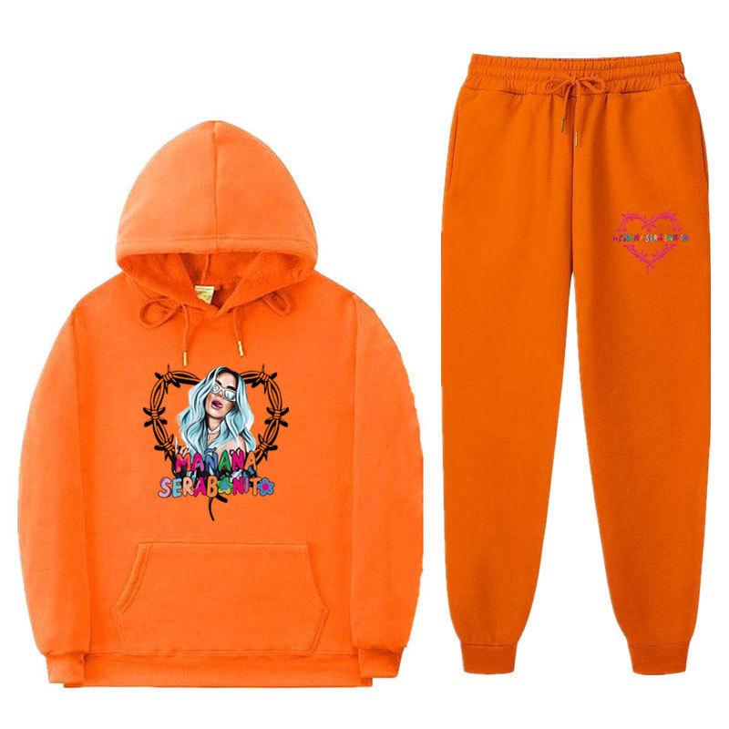 Новинка 2023, мужской комплект с капюшоном с принтом и резьбой по низу для мужского и женского повседневного спортивного комплекта