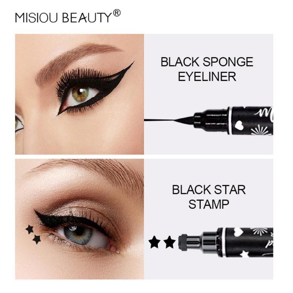 Misiou Beauty Ультратонкая черная пятиконечная звезда печать двойного назначения водостойкая несмазывающаяся подводка для глаз жидкая подводка для глаз