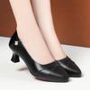 Spring and Autumn Soft Leather Soft Sole Comfortable Low Heel Fashionable Thick Heel Ladies Leather Shoes