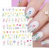Manicure Spring Summer Floral Nail Foils Strawberry Tulip Flower Nails Decals 3D Nail Sticker