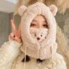 Милая плюшевая маска в виде мишки, шапка, шарф, цельный комбинезон, женский зимний велосипедный, защита от холода, тепло, пуловер на осень и зиму h