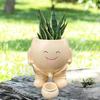 Smiling Face Planter Pot Resin Cartoon Head Flowerpot Indoor Outdoor Cactus Succulent Plants