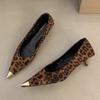 Leopard Suede Women Shoes Sexy Pointed Toe Mid Heels Designer New Pumps 2025 Trend Winter Fad Dress Party New Chaussures Ladies