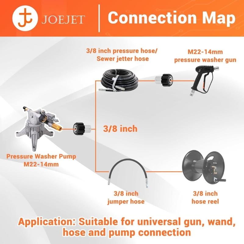 Stainless Steel M22 14mm Female Thread To 3/8 FNPT Adapter For High Pressure Washer Hose Connection Durable Garden Tool