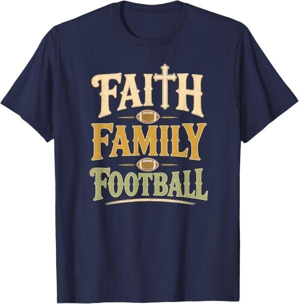 Faith Family Football Christian Game Day Fall T-Shirt