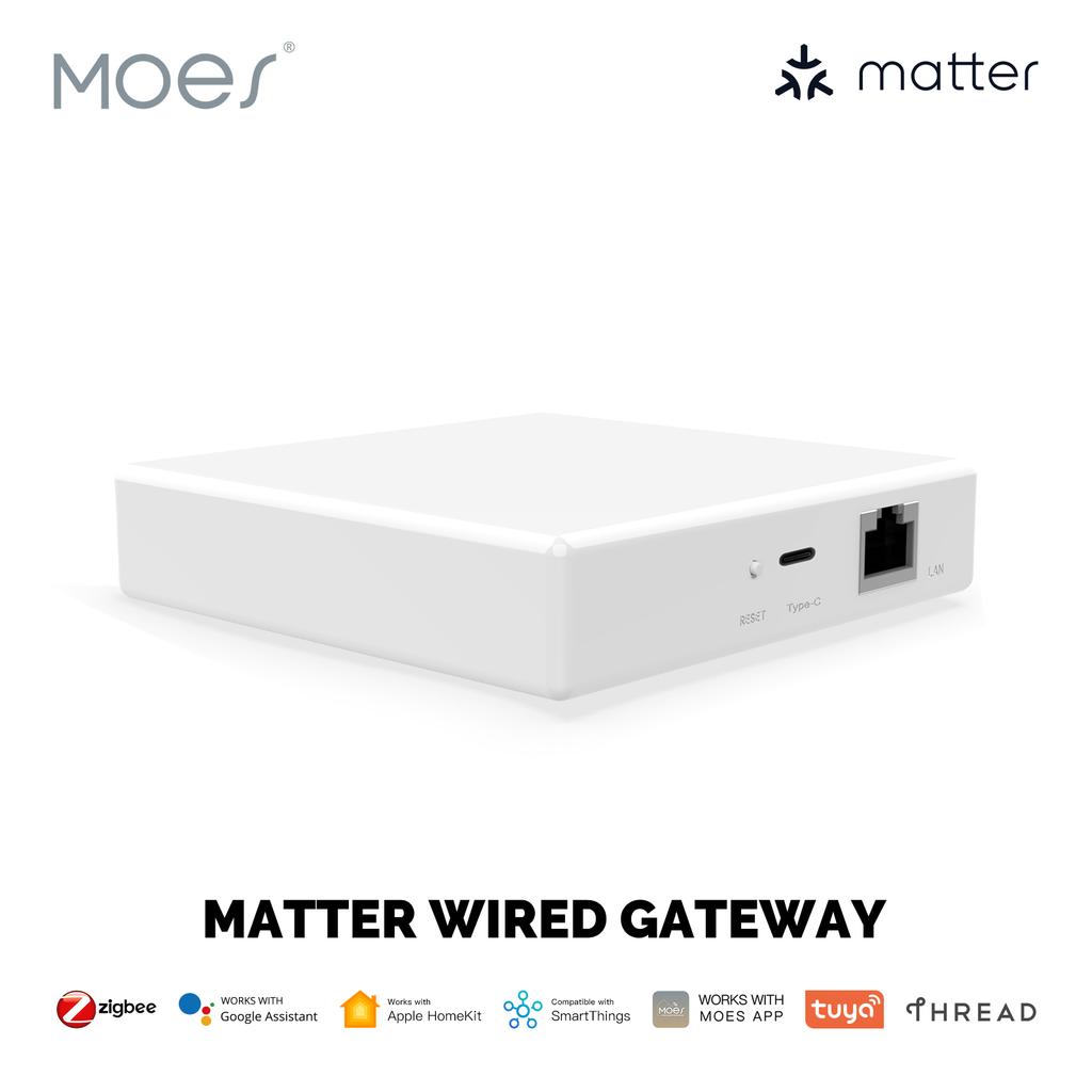 MOES Tuya Zigbee Matter Thread Проводной шлюз Умный домашний мост Matter Hub Поддержка голосового управления Siri Homekit Alexa google Home