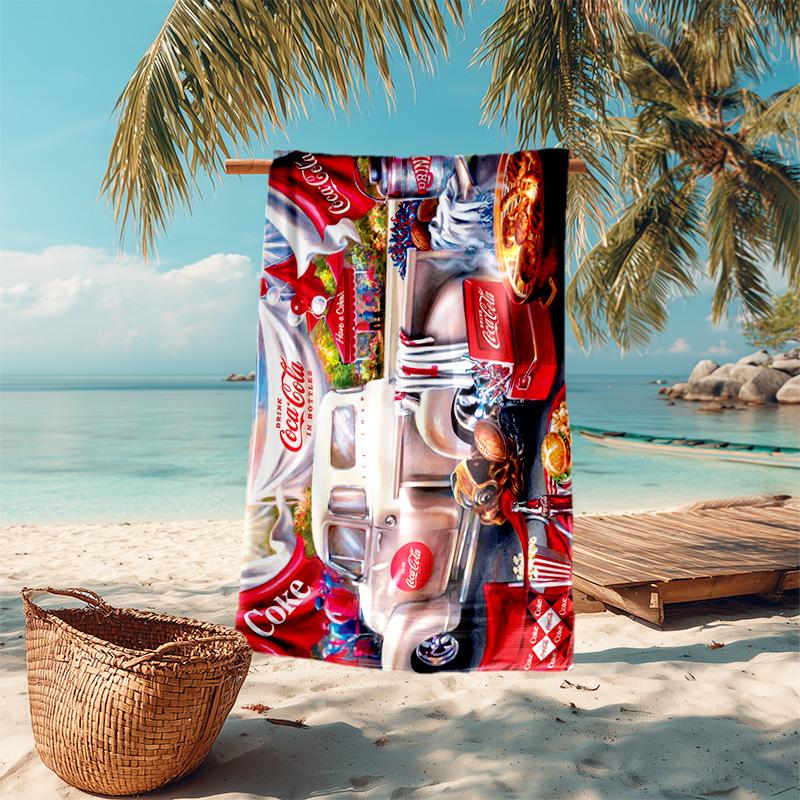 Christmas Gift Halloween Theme Bear Truck Coca Cola beach towel outdoor camping vacation swimming beach towel outdoor absorbent bath towel Y6