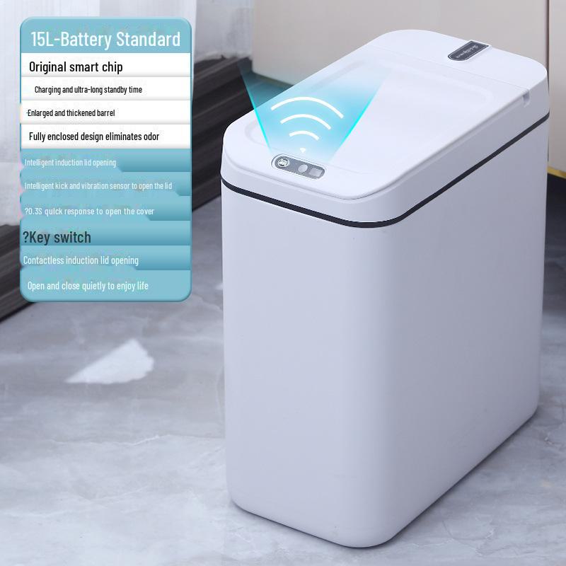 Large Capacity Smart Induction Trash Can for Kitchen and Bathroom