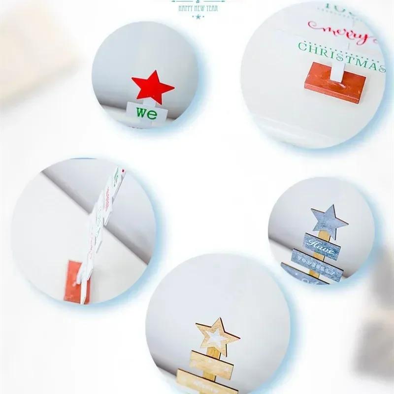 New Christmas Mini Wooden Merry Christmas Tree Home Desk Table Decor Pendants Xmas Tree Ornaments Christmas Decor Happy New Year