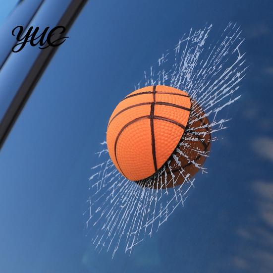 Removable Glass Sticker for Car 3D Tennis Ball Sticker, Realistic Broken Window Decal, Sports Vinyl Funny PVC Crack Pattern Adhesive Windows Decor