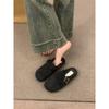 Бархатные Birkenstocks на плоской подошве пушистые тапочки женская обувь осень и зима мягкая подошва одна педаль серые Birkenstocks