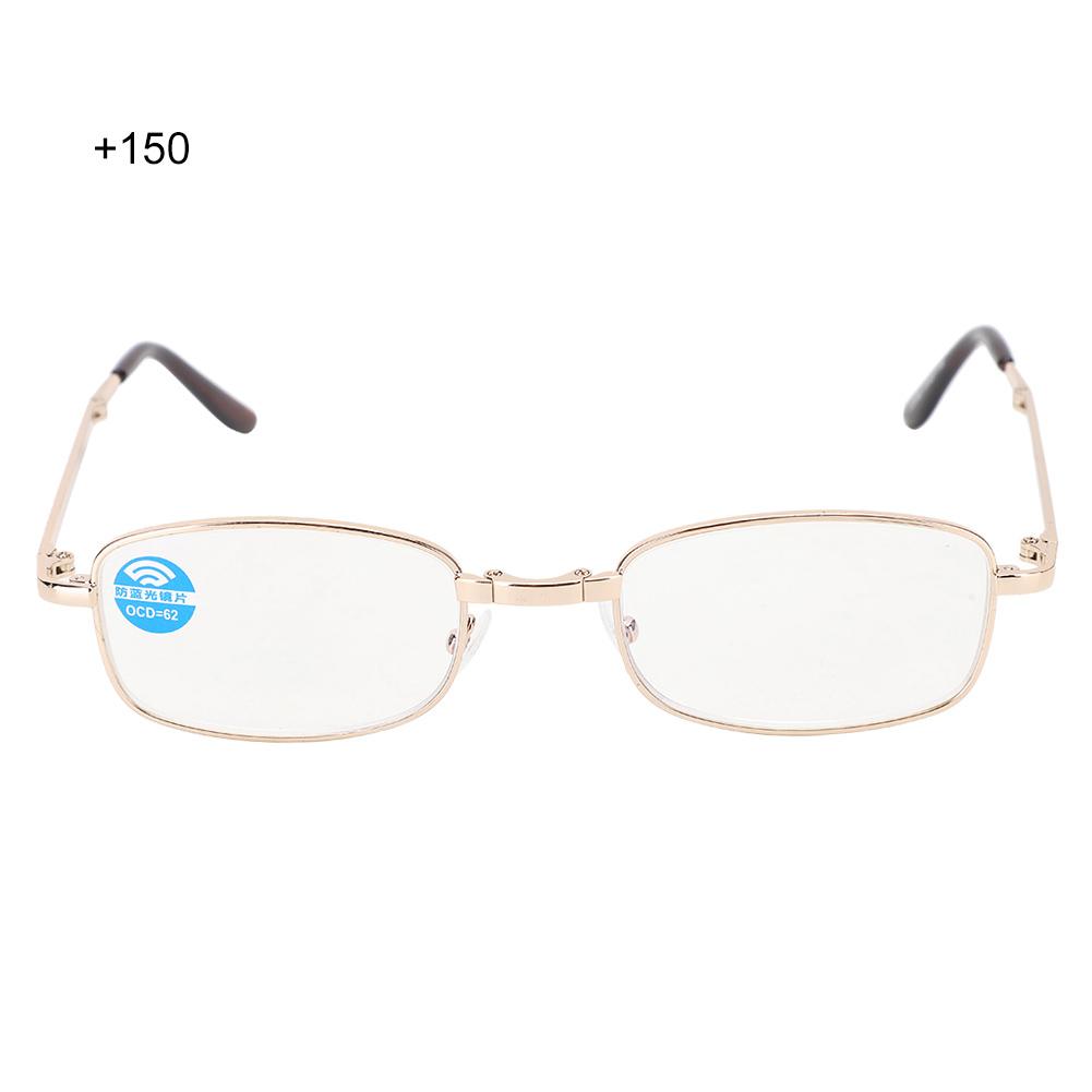 Складные пресбиопические очки, блокирующие синий свет, очки для чтения против усталости для мужчин и женщин(+150 Золотая Рамка)