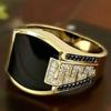 New Punk Turkey Vintage Rings Geometric Oval Black Suitable For Anniversary Party Wedding Men 'S Rings High -End Luxury Jewelry