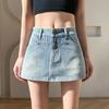 Classic Versatile Light Blue Flow Skirt Design Sense High Waist A-line Skirt Pants Half-body Package Hip Skirt Ladies Summer Fashion Denim Short Skirt