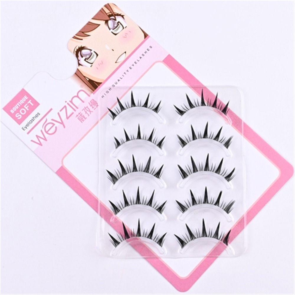 5 Pairs Japanese Cosplay False Eyelashes Faux Mink Fake Eyelashes Extensions for Women Girls