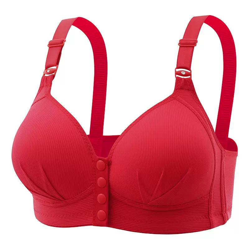 New Large Size Front-Clasp Vest-Style Bra, Wireless, Thin, with Lift and Support, for Middle-Aged Moms, Beautiful Back Design