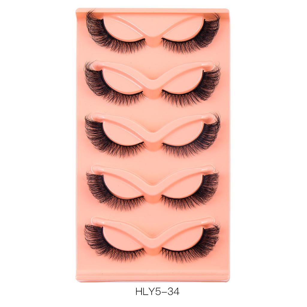5 Pairs Of Oblique Flying Fox False Eyelashes, Natural Thick End Of The Eyes, Extended Eyelashes