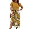 Women's Casual Cute Pattern Print Round Neck Midi Dress Basic Classic Outdoor Everyday Short Sleeve Loose Dress