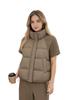 Twist knitted splicing short-sleeved cotton vest women's stand-up collar drawstring hem vest commuting stacked wear physical goods