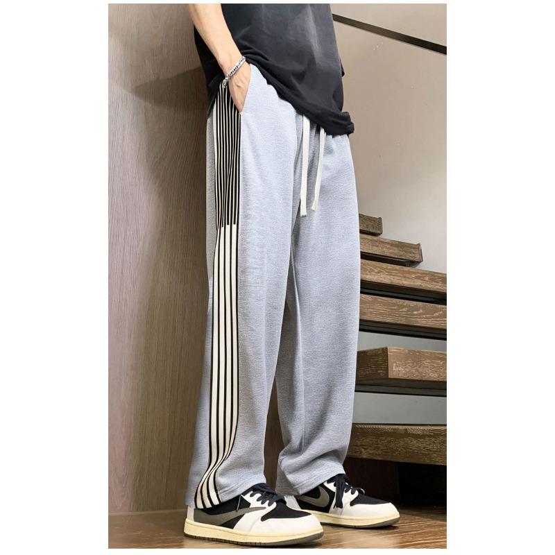 Летняя академия Ветер Ледяной шелк Длинные брюки Прямые Повседневные Красивые Тонкие Спортивные брюки Большой размер Слипер