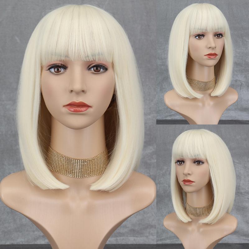 LISI HAIR Женский косплей розовый короткий боб прямой парик с челкой из синтетического волокна повседневная одежда косплей розовый парик длиной до плеч