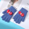 Новые вязаные детские термоперчатки для девочек, зимние утолщенные жаккардовые с бантом, пятипалые, для велоспорта, для выполнения домашних заданий, полнопалые