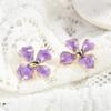 Elegant Purple Enamel Oil Flower Earrings for Women Trendy Single Layer Blooming Gardenia Flowers Stud Earrings Jewelry Gift