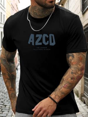 Футболка с коротким рукавом AZCO Мужская 100% Хлопок С рисунком Летняя С круглым вырезом Дышащая Повседневная Модная Крутая Футболка