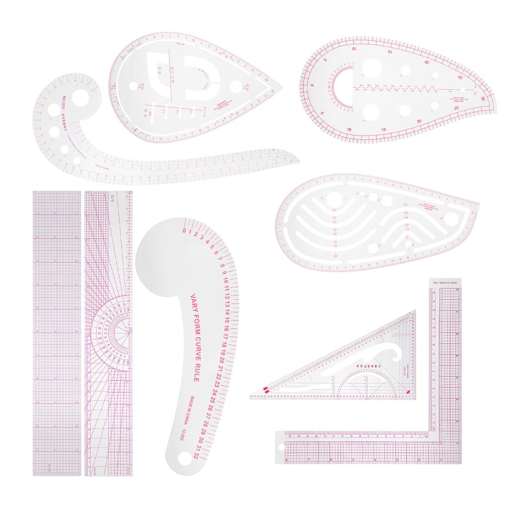9pcs MultiPurpose Clothing Ruler Set Cutting Curve Shaped Straightedge Sewing Tailor Drawing