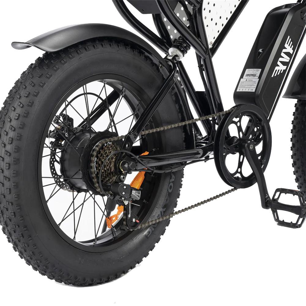 Электровелосипед YVY C20 Lite 20" с толстыми шинами, 1000 Вт, 48 В 15 Ач, Shimano 7 скоростей, механические дисковые тормоза, амортизационная подседельная труба для бездорожья и горных приключений