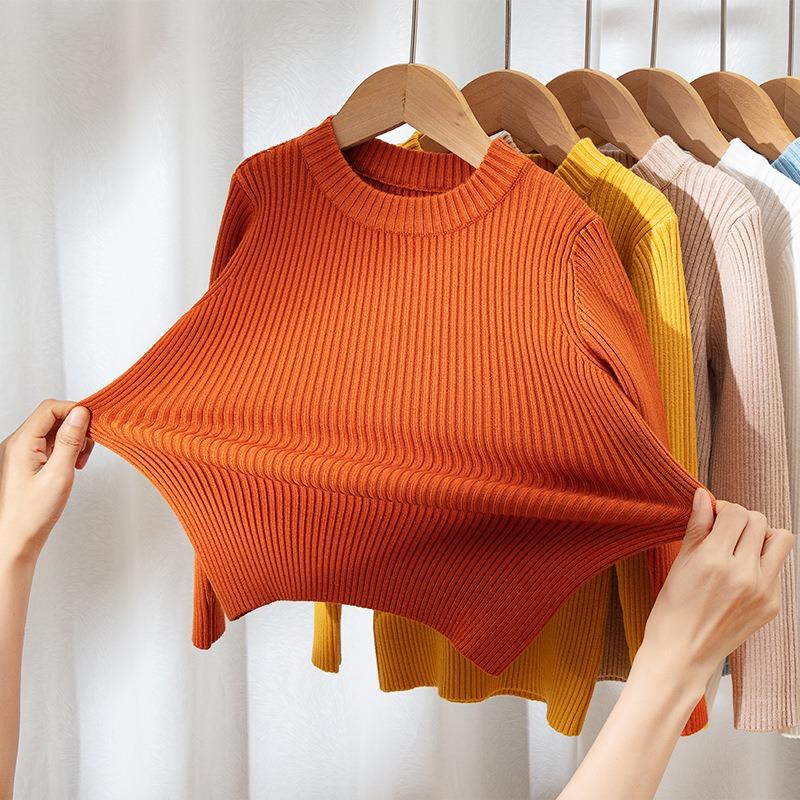 Детский свитер для младенцев, осенне-зимний новый повседневный универсальный трикотаж с круглым вырезом для мальчиков и девочек-подростков, розово-синие пуловеры для детей