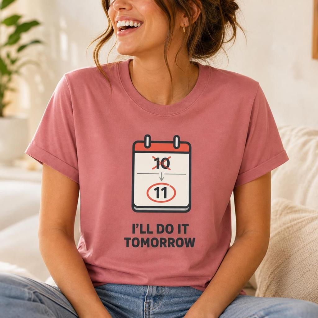 I’ll Do It Tomorrow Shirt, Funny Procrastination Tee, Lazy Humor Calendar Graphic