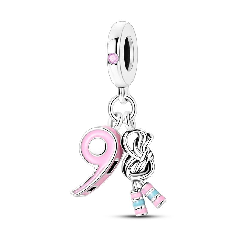 Fashion 925 Silver Football Jersey Badminton Baseball Dumbbell Sports Charm Beads Fit 925 Bracelet DIY Birthday Jewelry