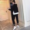 «Женский осенний корейский модный повседневный спортивный костюм-двойка»: Маленькие брюки и свитер"
