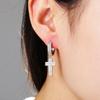 Cubic Zirconia Bling Iced Cross Earring Gold Silver Color Copper Material Earrings for Men Women Hip Hop Rock Jewelry