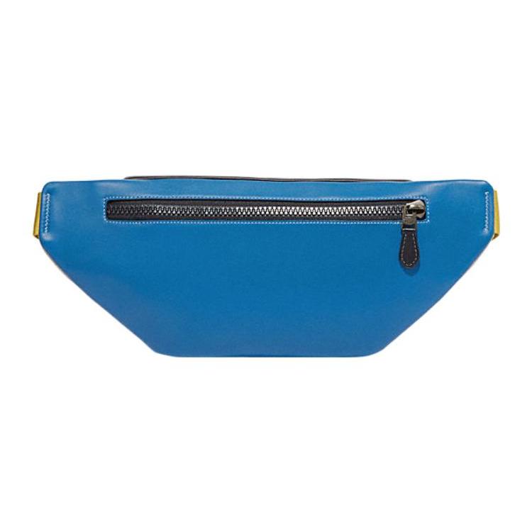 New COACH Track Cow Leather One Shoulder Crossbody Fanny Pack Men's Blue & Beige CH587-QBVFG