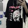 Женская футболка Harajuku Goth Женская футболка Эстетическая свободная панк темный гранж женские готические топы футболки одежда уличная одежда Y2k