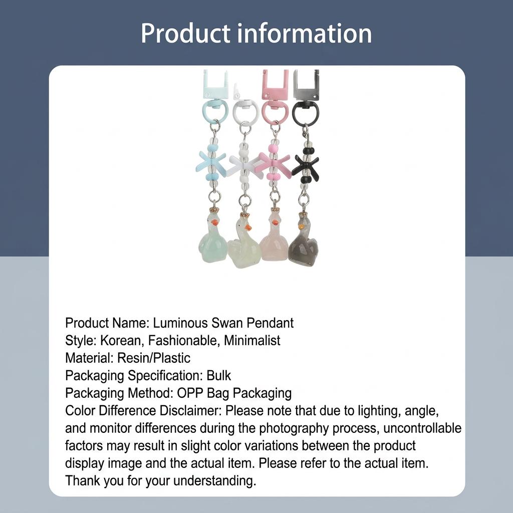 Resin Bow Pendant Delicate Cute Keychain Accessory Swan Bag Charm Versatile Glow In The Dark Swan Keychain For Small Gift Purse