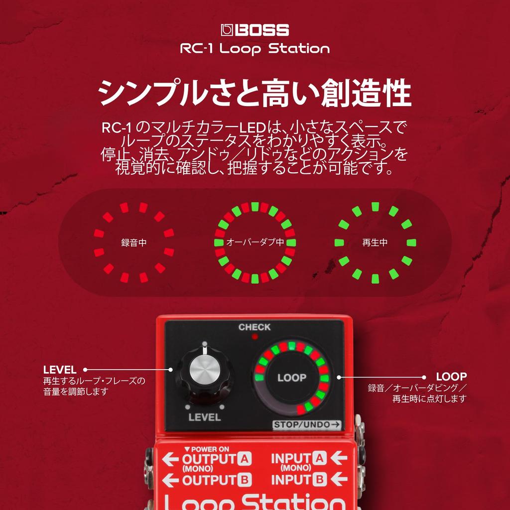 BOSS Loop Station Compact Pedal Looper for and Performance RC-1 Practice, Composing,