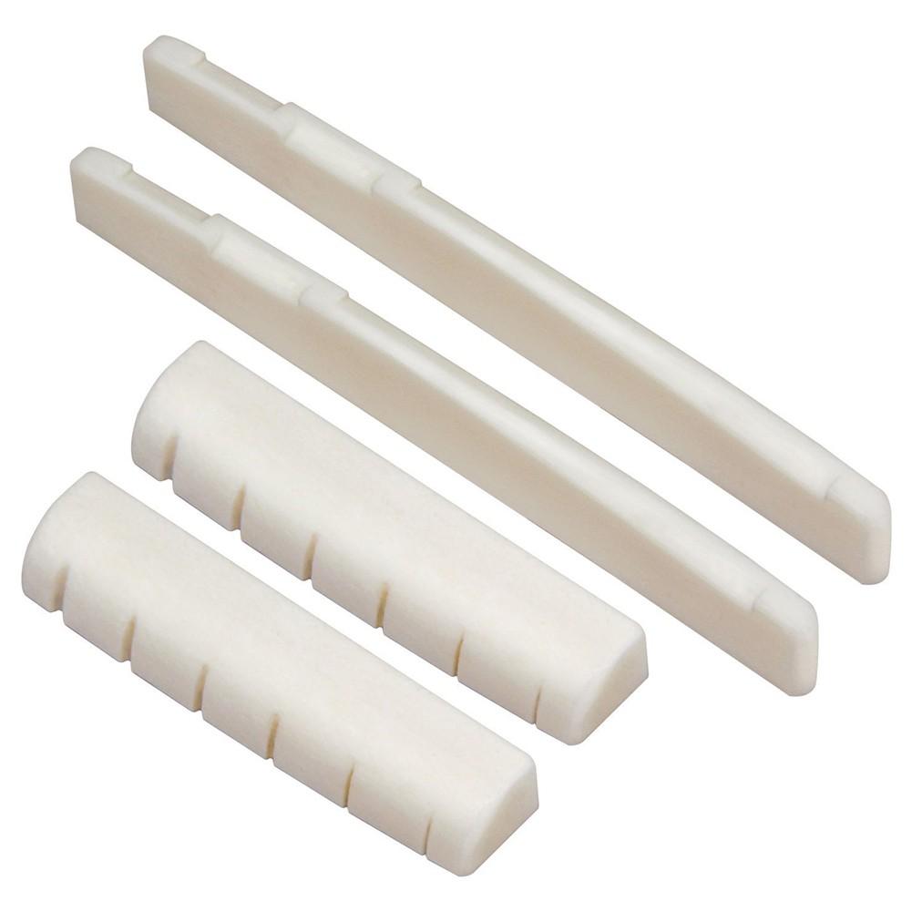 2 Sets Of 4 Pcs 6 String Acoustic Guitar Bone Bridge Saddle 72mm and Nut 43mm
