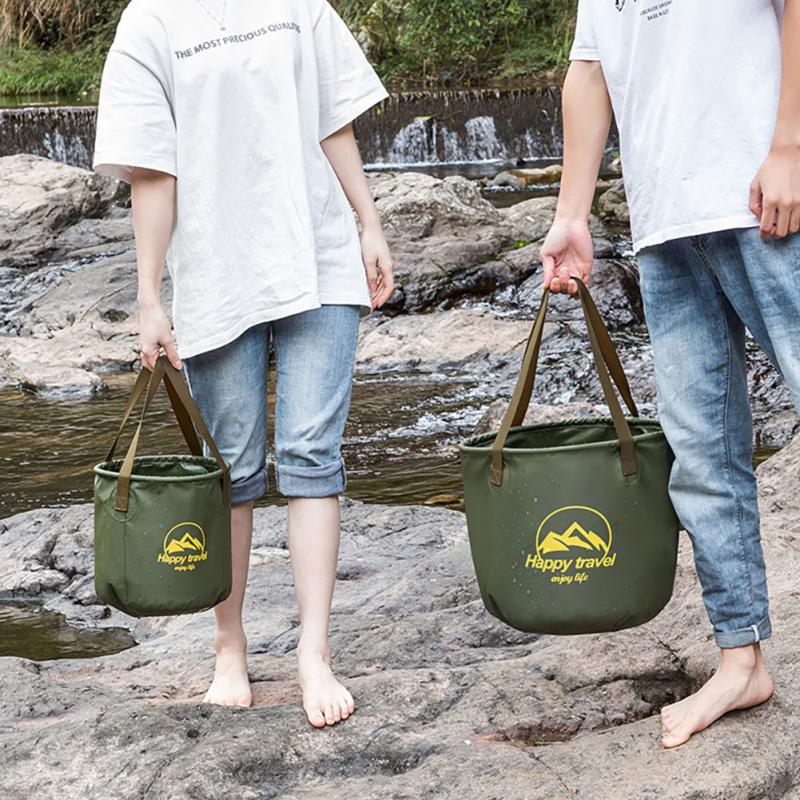 Portable Fishing Bucket Multipurpose Water Storage Bag Travel Camping Folding Bucket Multi-functional Folding