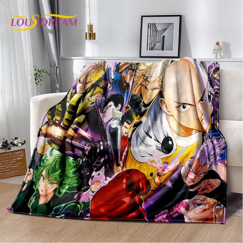 Мягкое плюшевое одеяло с рисунком аниме ONE PUNCH MAN, фланелевое одеяло, одеяло для гостиной, спальни, кровати, дивана, чехол для пикника, детское одеяло