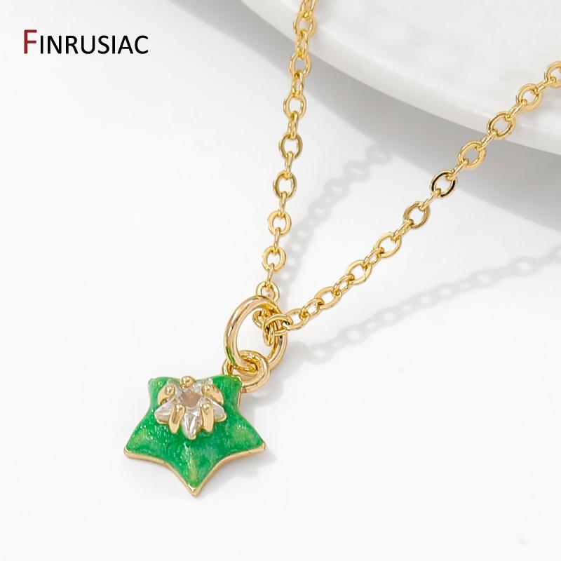 Позолоченная латунь 14K, цирконы, эмаль, подвески-звездочки для изготовления ювелирных изделий, серег, ожерелий, браслетов, поделок, аксессуары