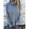 Autumn and Winter Casual High Collar Button Women's Knitted Sweaters