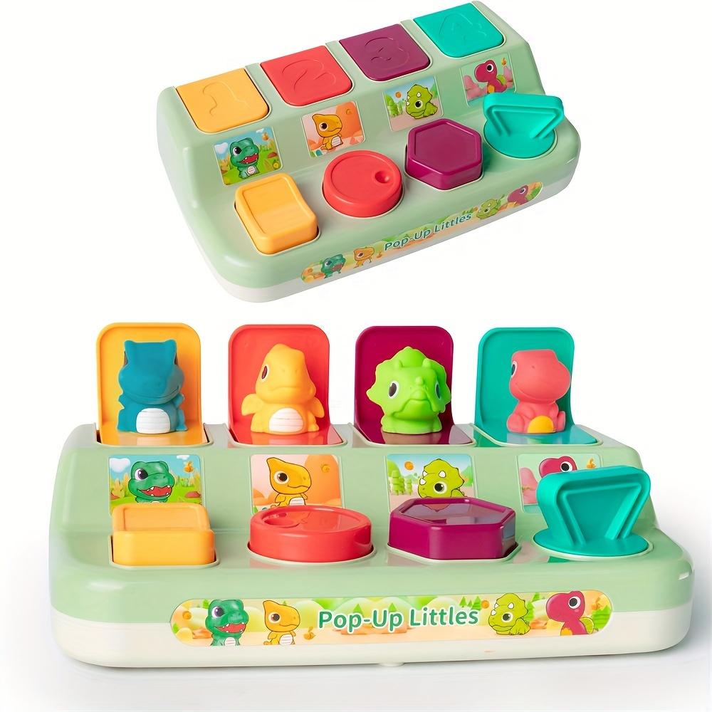 Interactive Pop-Up Animals Toy with Dinosaur Surprise, Cause and Effect Game for Color Sorting, Christmas Birthday Gift