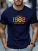 Ретро 1982 Ограниченный Выпуск Графический Принт Унисекс Футболка с Круглым Вырезом с Коротким Рукавом Мягкий Летний Топ для Унисекс Повседневный Уличный Базовый Наряд