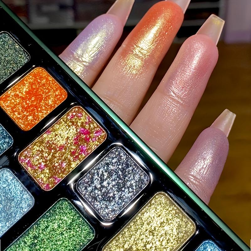 16-Color Sparkling Diamond Eyeshadow Palette High Pigments, Metallic & Pearl Finishes Versatile Face and Eye Makeup Matte & Shimmer Effects Eyeshadow