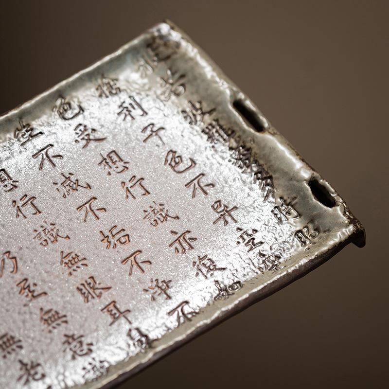 Retro Old Rock Mud Tea Tray Rectangular Dry Brewing Tray Chinese Heart Meridian Dry Brewing Table Simple Household Kung Fu Tray