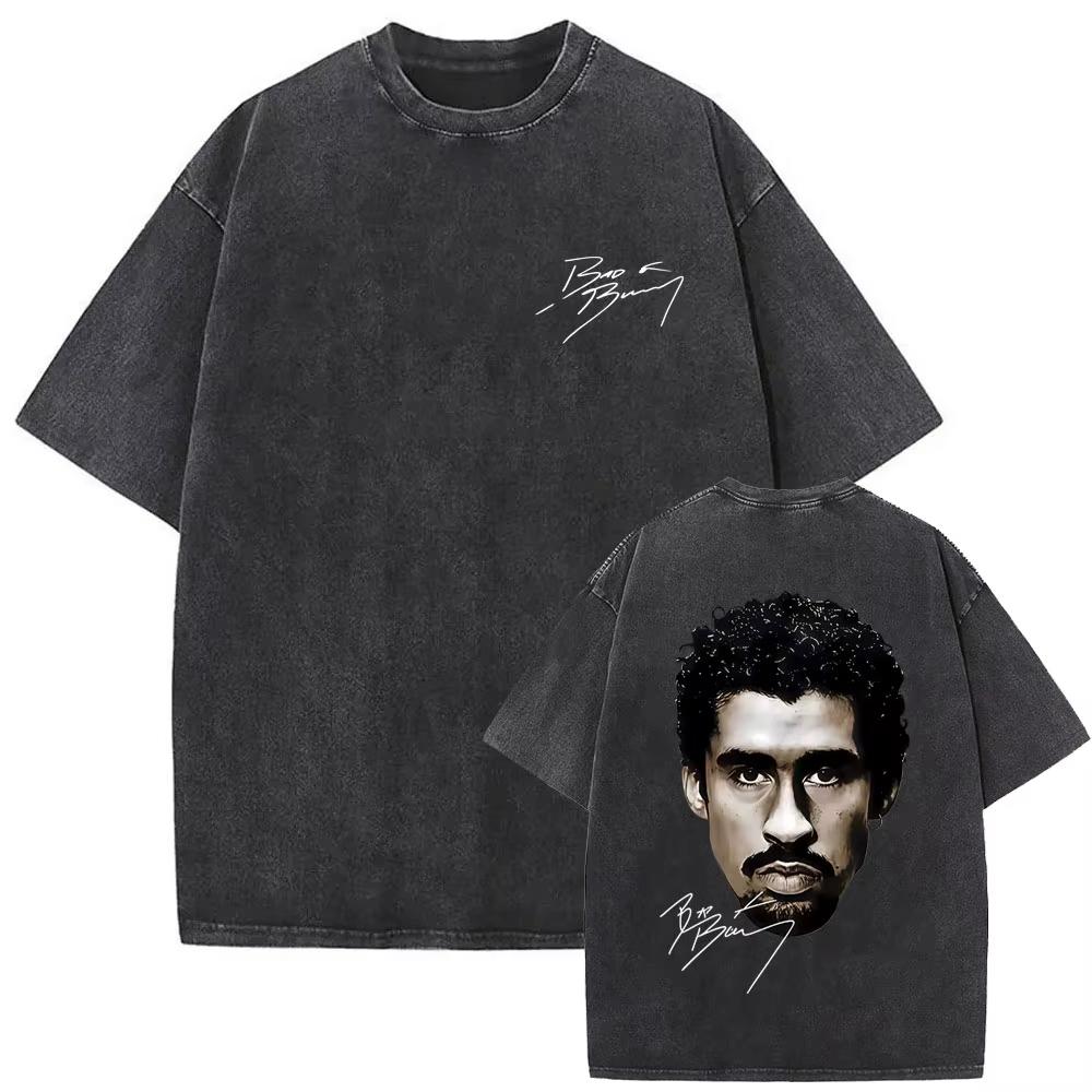 Washed Vintage Bad Bunny Un Verano Sin Ti Graphic Tshirt Mens Fashion Oversized Streetwear Women High Quality Cotton T Shirts