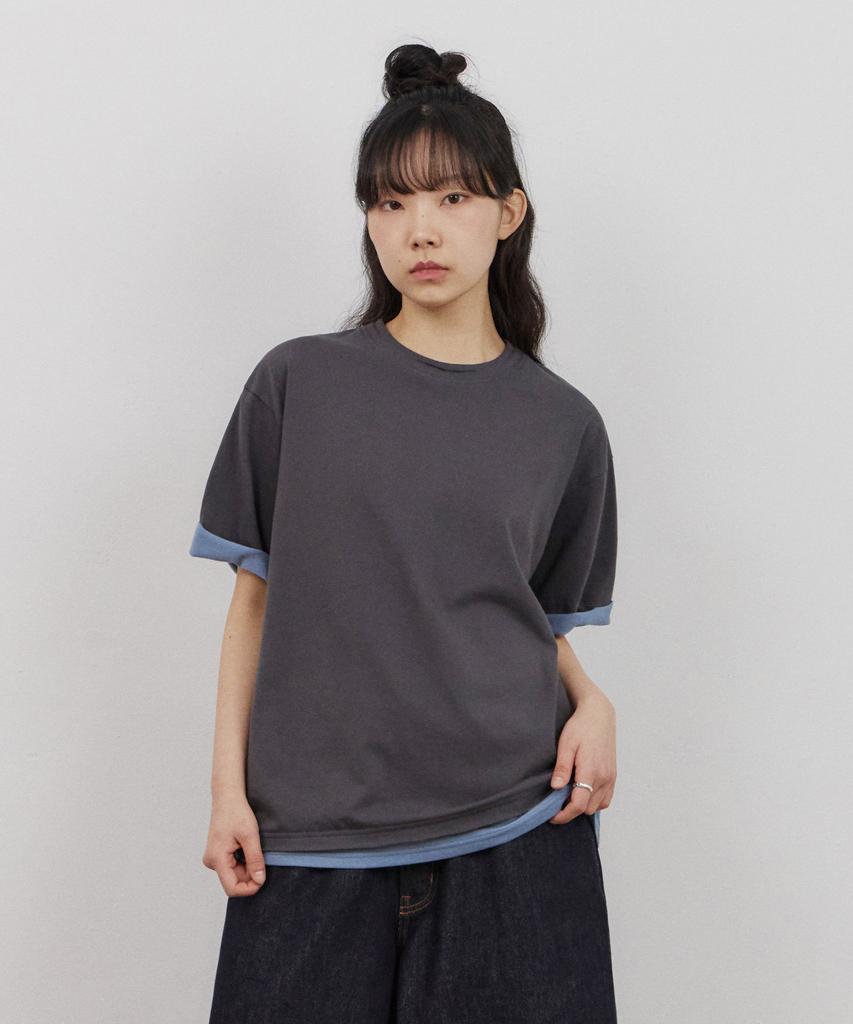 URBANSTOFF Layered Hem Tee (Charcoal)